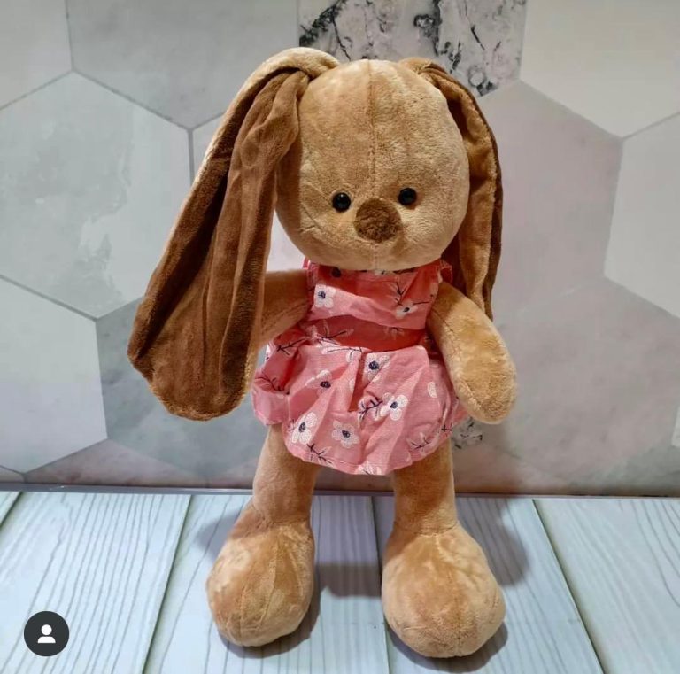 عروسک خرگوش با دامن گلدار گلبهی